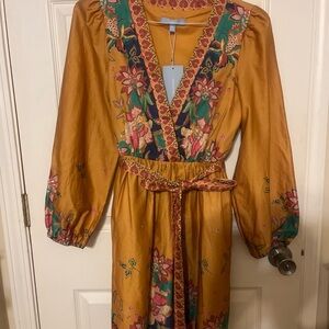 ANTONIO MELANI Mustard Floral Long Sleeve Dress